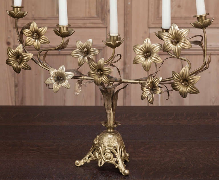 Pair French 19th Century Bronze and Brass D'ore Candelabra ~ Saturday Sale 6