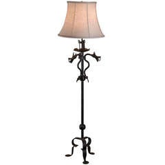 Antique French Gothic Iron Floor Lamp