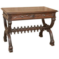 Antique Gothic Walnut Writing Table