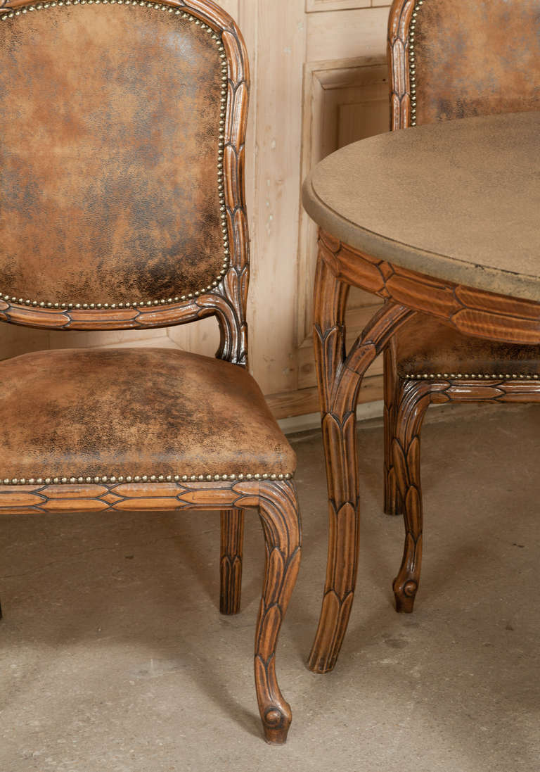 French Art Nouveau Game Table and Chairs Set