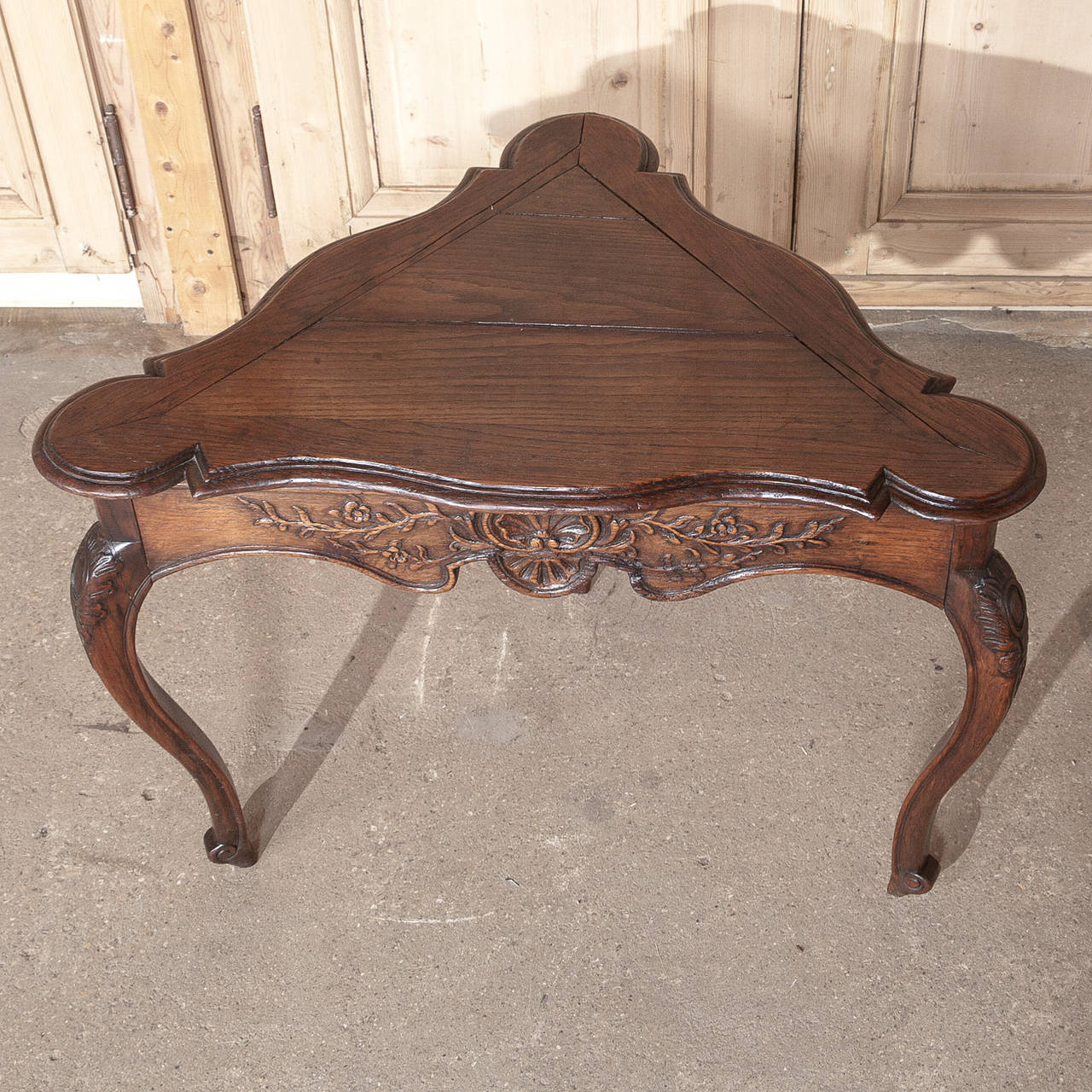 Oak 18th Century Country French Triangular End Table