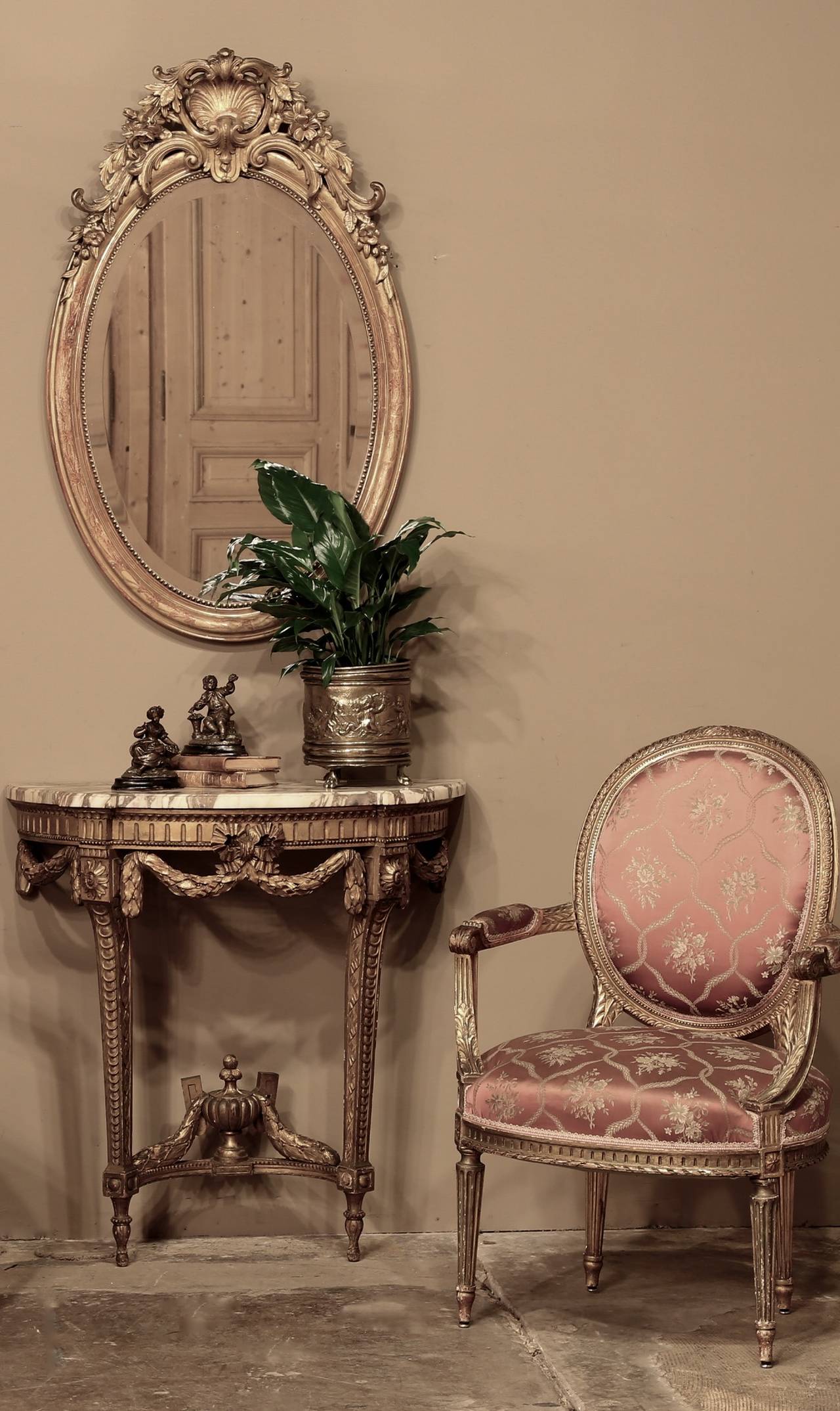 Late 19th Century 19th Century French Neoclassical Gilded Oval Mirror