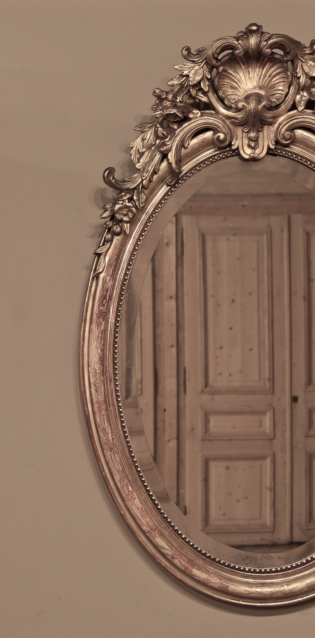 Louis XVI 19th Century French Neoclassical Gilded Oval Mirror