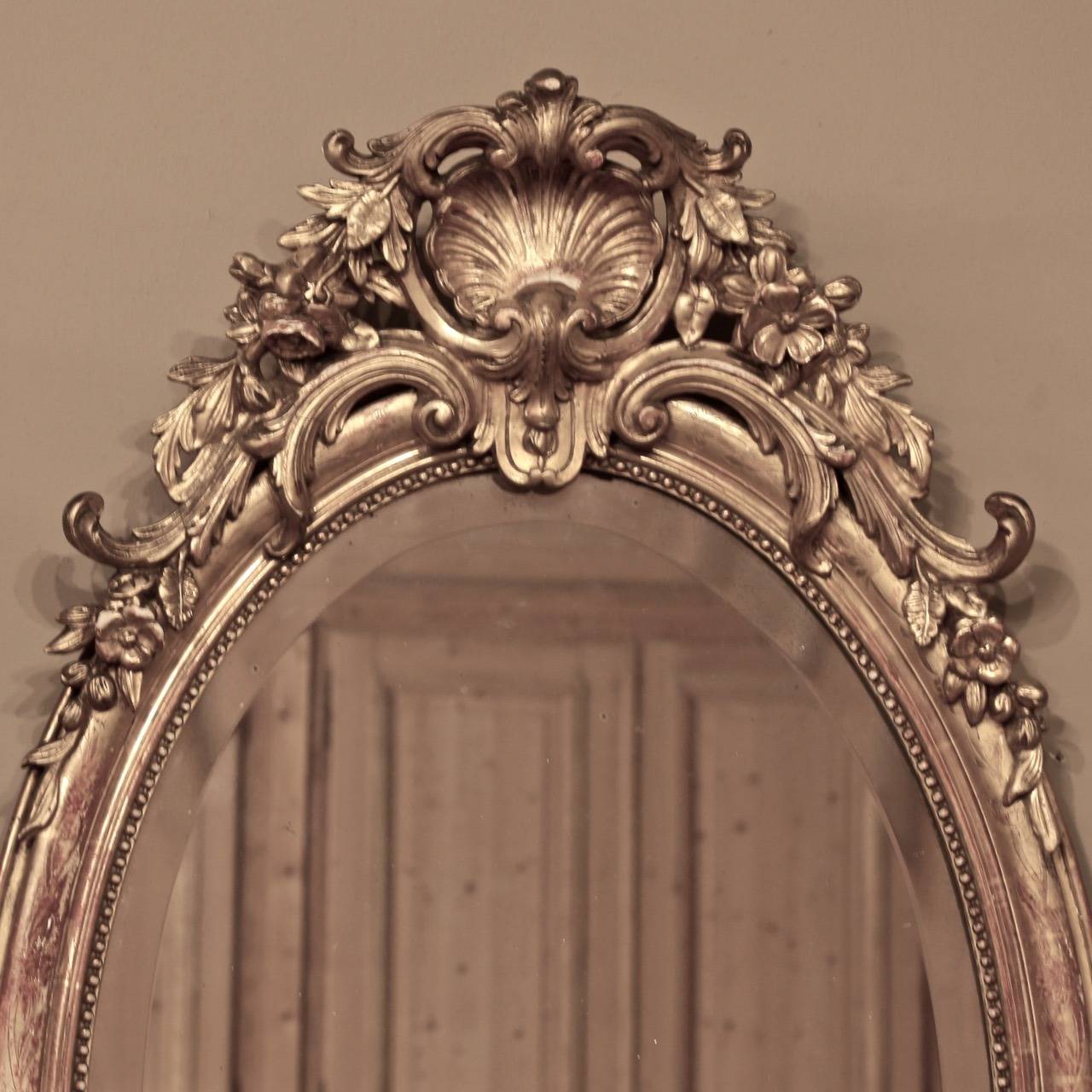 Carved 19th Century French Neoclassical Gilded Oval Mirror