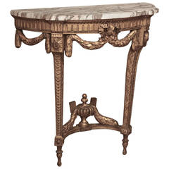 19th Century French Louis XVI Neoclassical Giltwood Marble-Top Console