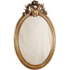 Antique French Louis XVI Oval Gilded Mirror