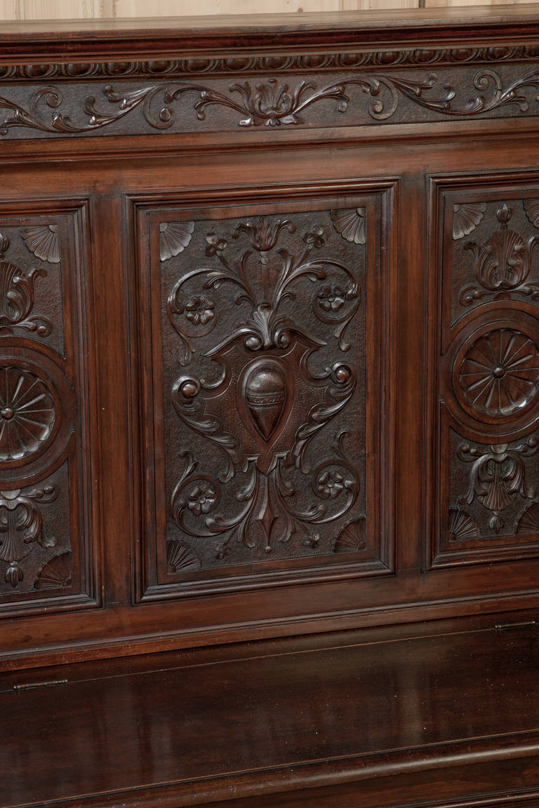 Antique Italian Renaissance Walnut Hall Bench 2