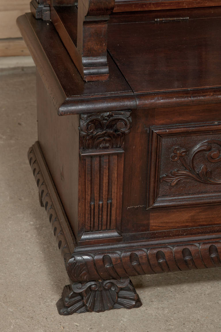 Antique Italian Renaissance Walnut Hall Bench 3