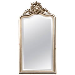 19th Century French Rococo Giltwood Mirror with Silver Leaf