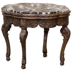 19th Century Antique Louis XIV Marble-Top End Table
