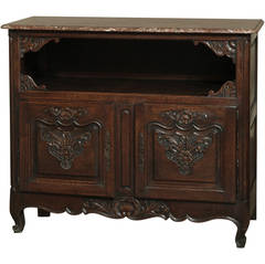 19th Century Country French Marble-Top Buffet