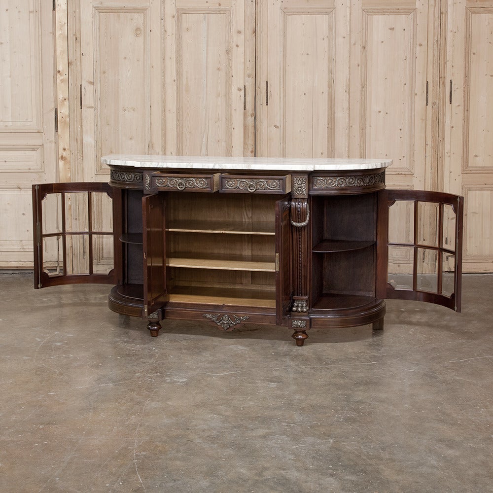 19th Century Neoclassical French Marble Top Display Buffet