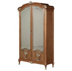 19th Century Neoclassical Mahogany Marquetry Armoire with Ormolu