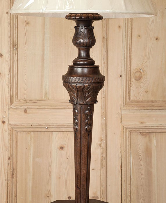 French Vintage Louis XIV Walnut Floor Lamp