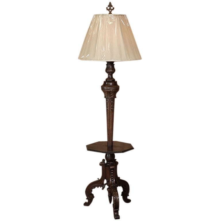 Vintage Louis XIV Walnut Floor Lamp