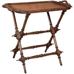 Antique Black Forest Serving Tray with Stand