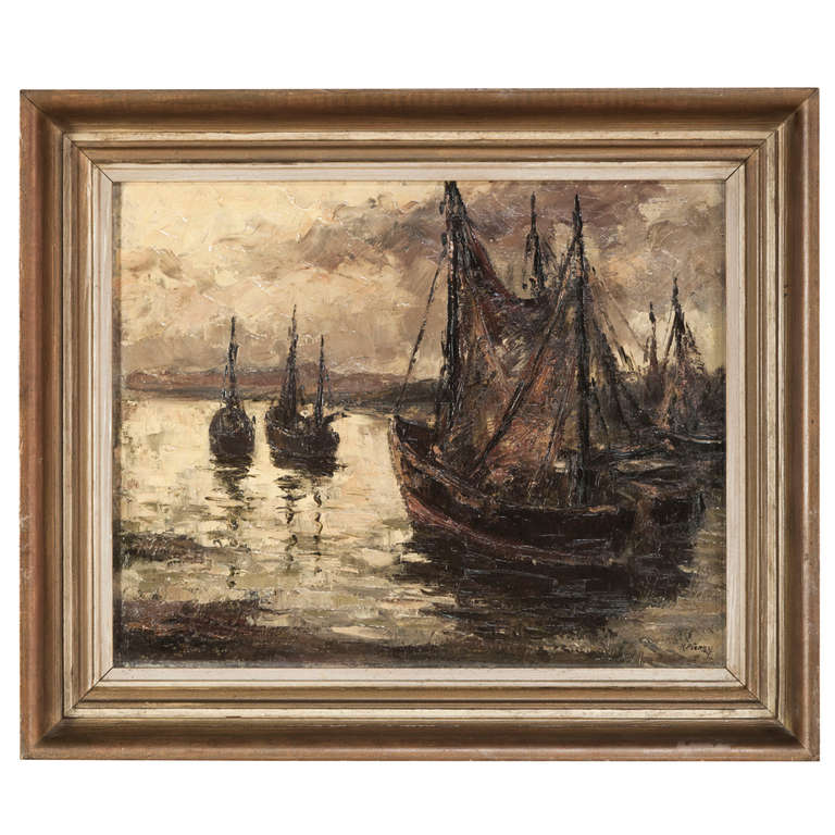 Vintage Framed Oil Painting on Canvas For Sale at 1stdibs