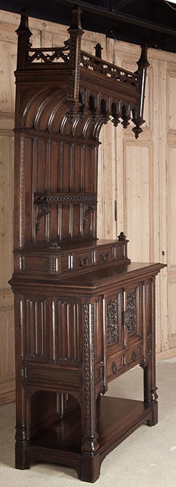 Antique Gothic Walnut Buffet