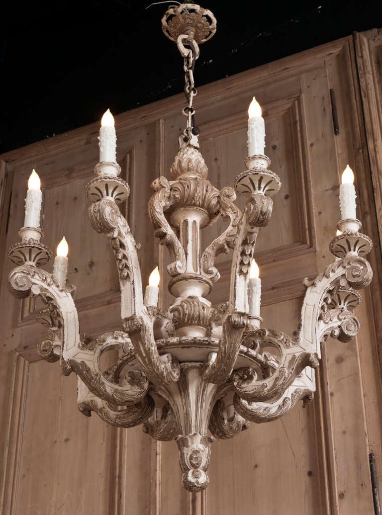 Antique Louis XIV Style Painted Chandelier 2