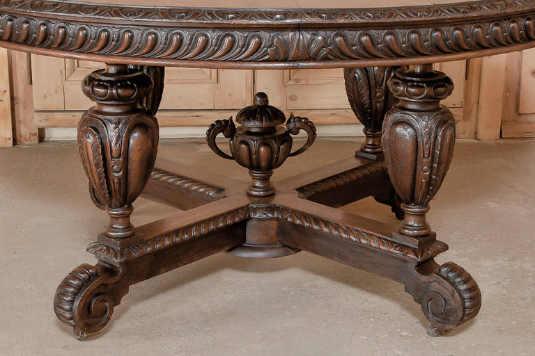 French Antique Napoleon III Oval Center Table