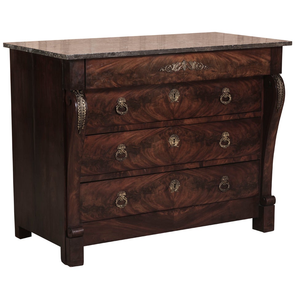 First Empire Mahogany Marble Top Commode