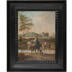 18th Century Framed Oil Painting on Board