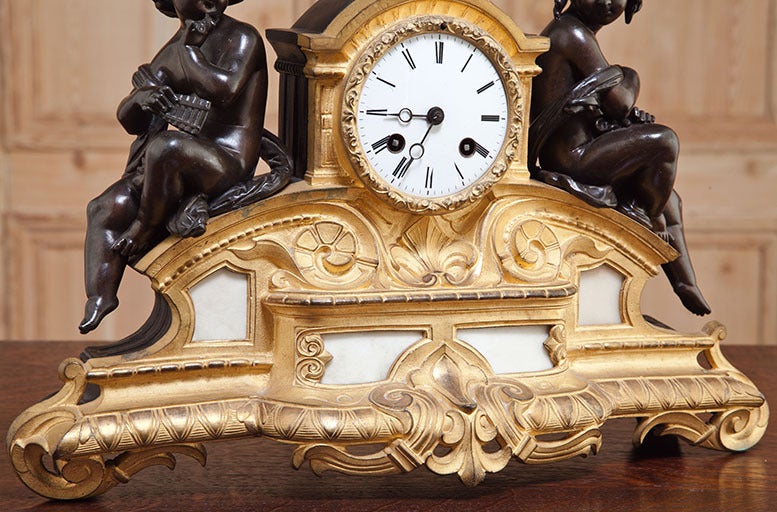19th Century Antique Napoleon III Bronze Mantel Clock
