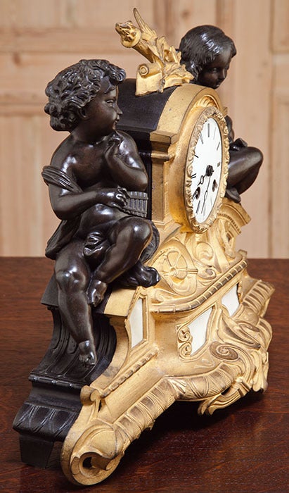 Antique Napoleon III Bronze Mantel Clock 1