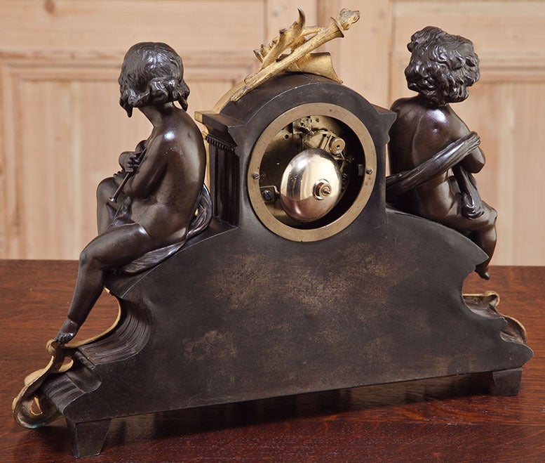 Antique Napoleon III Bronze Mantel Clock 2
