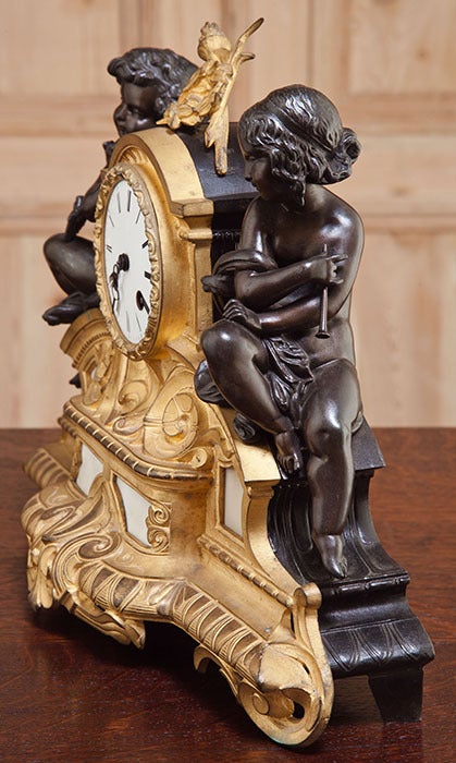 Antique Napoleon III Bronze Mantel Clock 4