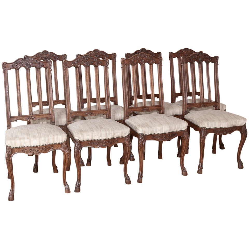 Set of Eight Country French Dining Chairs