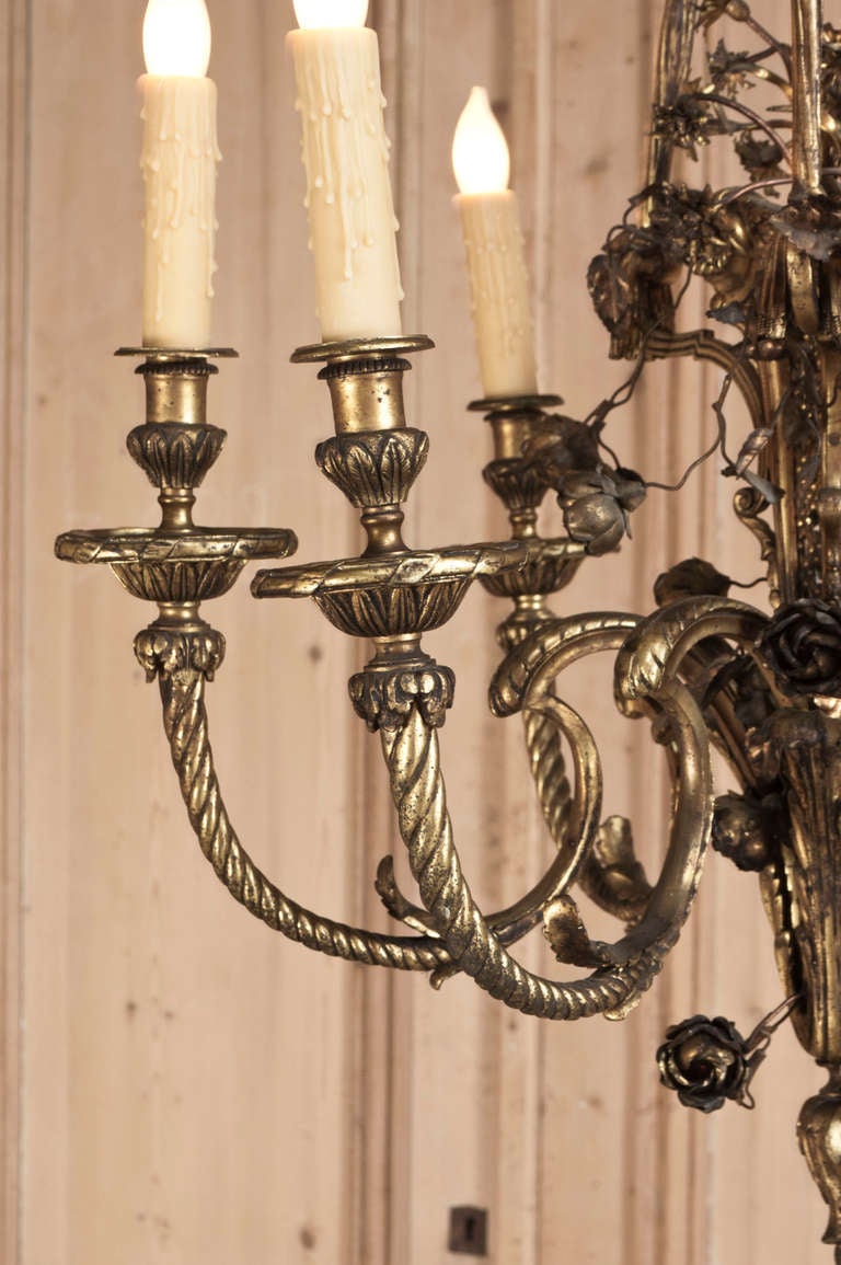 19th Century Louis XVI Bronze Gasolier Chandelier from Paris 4