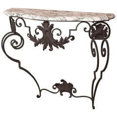 19th Century French Rococo Wrought Iron Marble Top Console ~ Sale ~