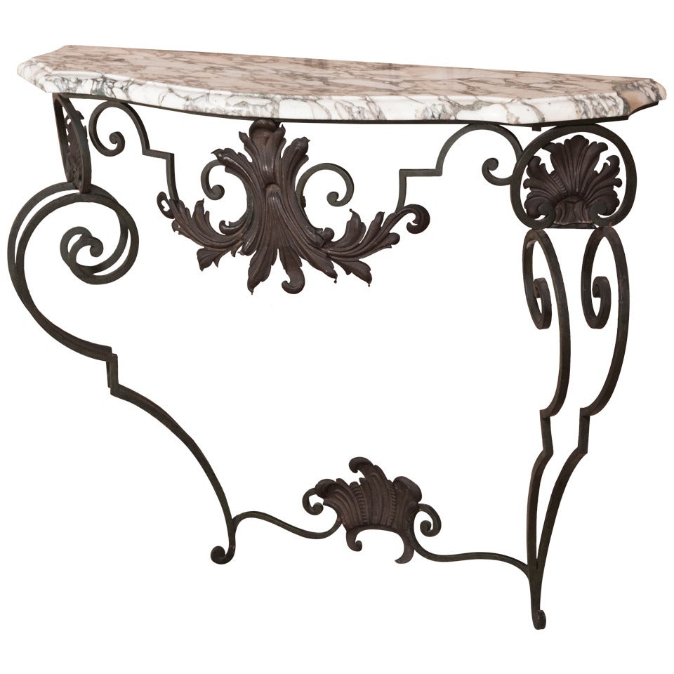 19th Century French Rococo Wrought Iron Marble Top Console ~ Sale ~ at ...