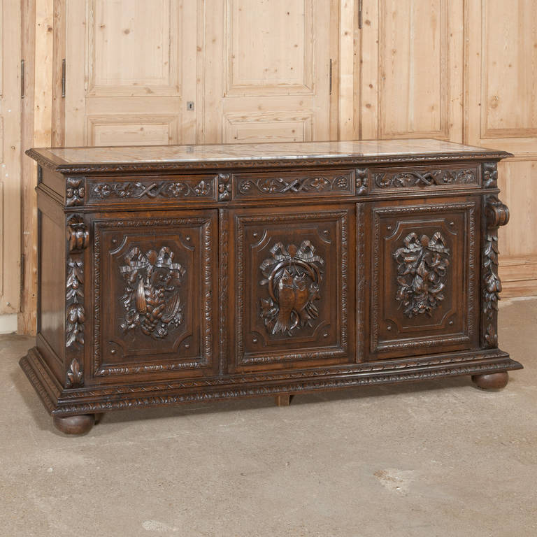 Renaissance Marble Top "Hunt" Buffet