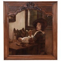 Antique Oil on Canvas with Carved Frame