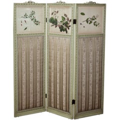 Antique Italian Neoclassical Hand-Painted Dressing Screen with Colored Engraving