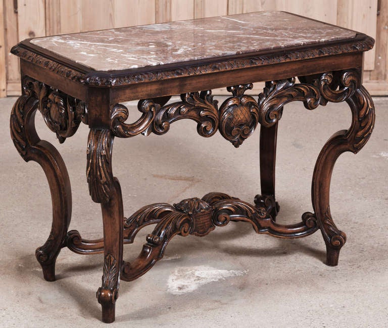 Vintage Louis XIV Marble Top End Table