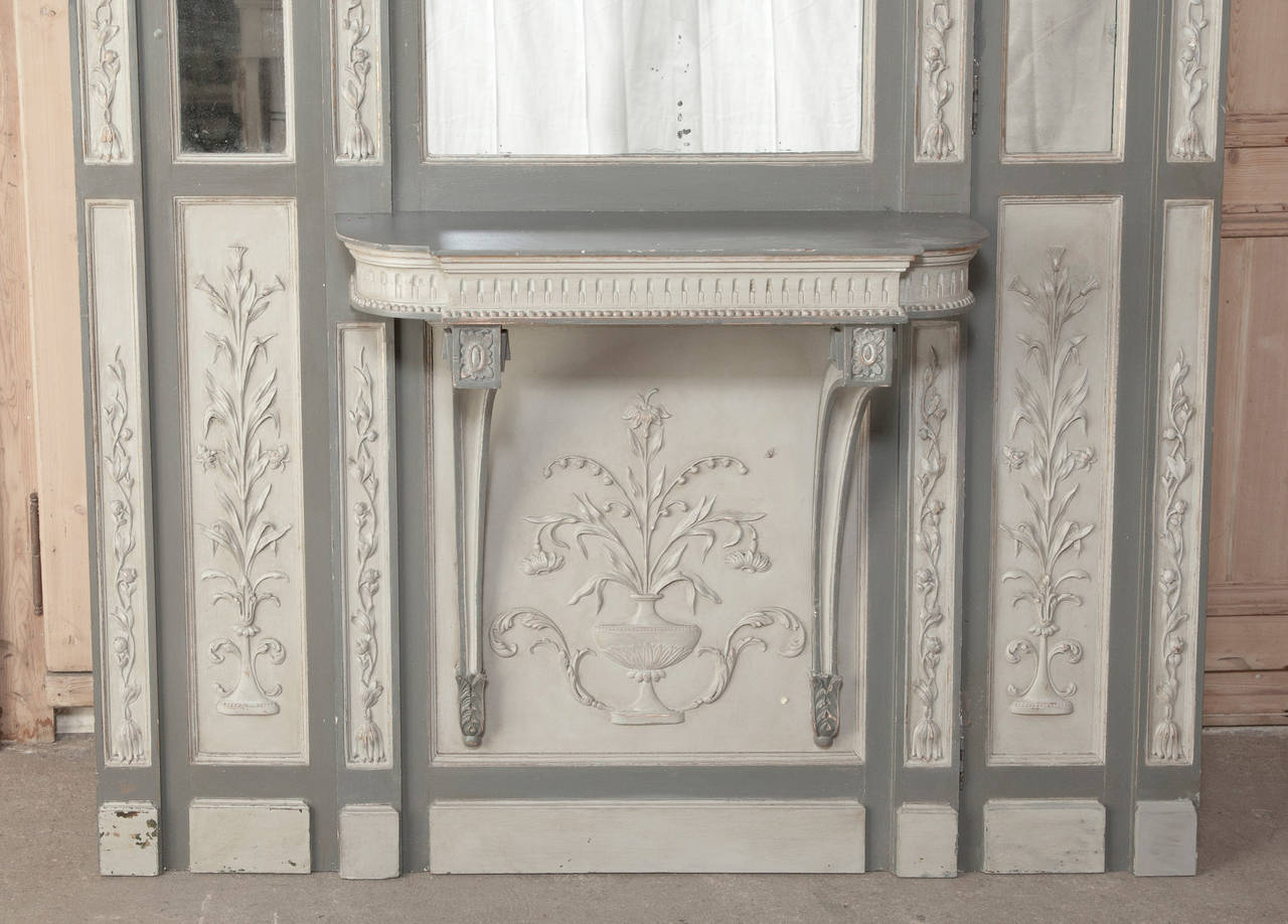 Mirror 19th Century Painted French Neoclassical Parisienne Console with Hidden Door