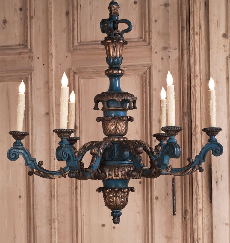 French Vintage Louis XIV Painted Chandelier