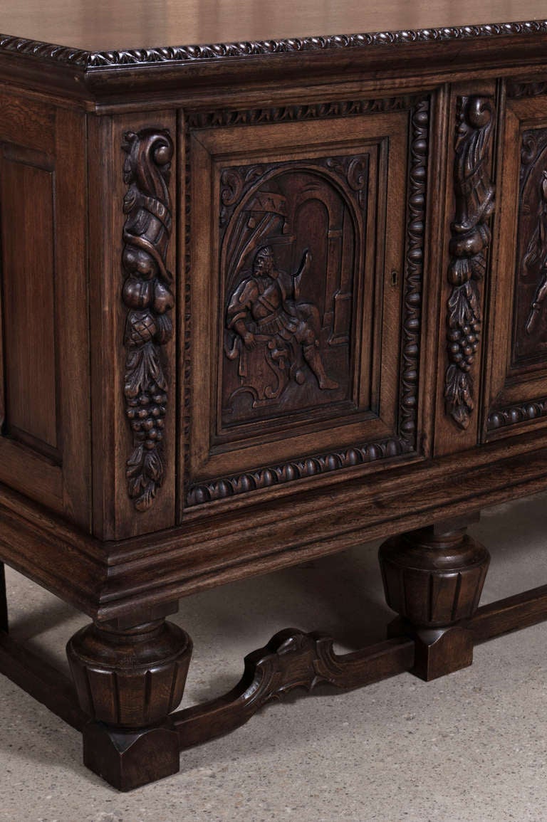 Vintage Flemish Renaissance Raised Buffet In Excellent Condition In Dallas, TX