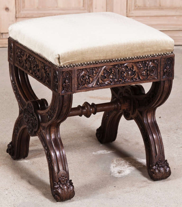 Antique French Gothic Footstool 3