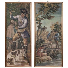Pair Framed Sucre de Herb Tapestries