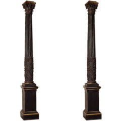17th Century Architectural Monumental Italian Corinthian Columns on Pedestals 3