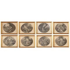 Set of 8 Antique Framed Lithographs