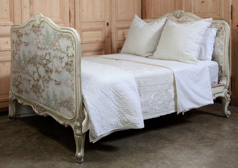 Antique French Wall bed hand-carved to perfection and featuring its original patinaed painted finish. 
Circa 1880s. 
Please note that the prices on our website are updated far more frequently than on 1stDibs, and that we have thousands more items