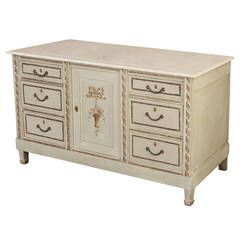Used French Louis XVI Painted Marble-Top Commode