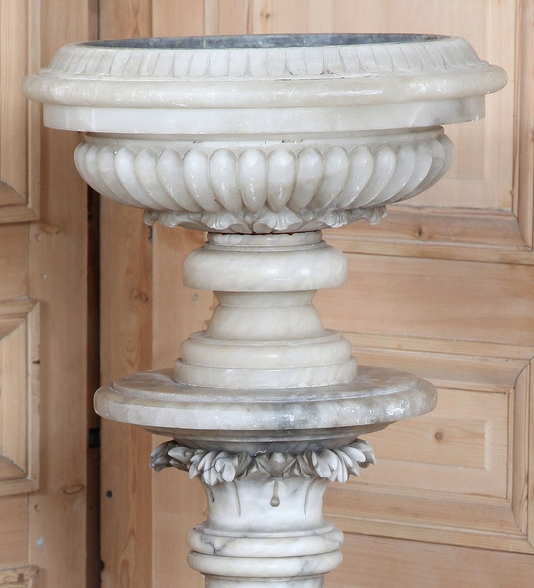 Pair Antique Marble Pedestals With Urns 1