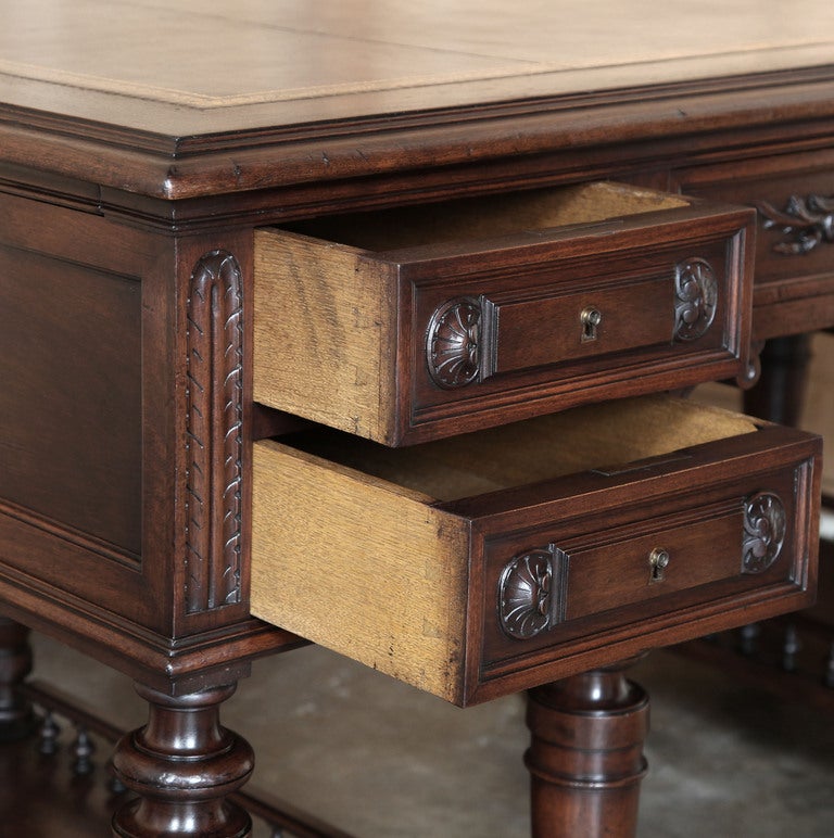19th Century Antique Henri II Walnut Desk