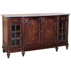 Antique Louis XVI Walnut Marble Top Buffet